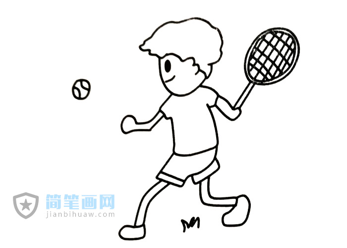打網(wǎng)球的小男孩簡(jiǎn)筆畫圖片
