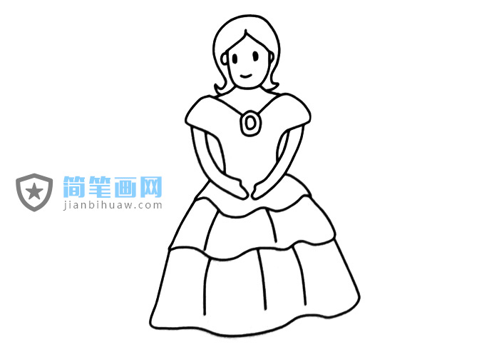 穿裙子的美女簡筆畫圖片