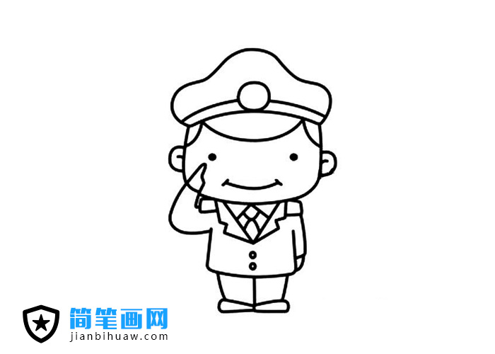 敬禮的警察簡(jiǎn)筆畫圖片含上色