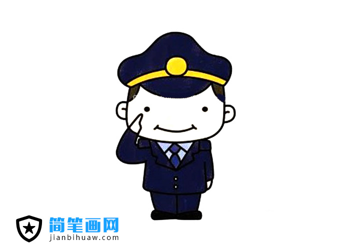 敬禮的警察簡(jiǎn)筆畫圖片含上色