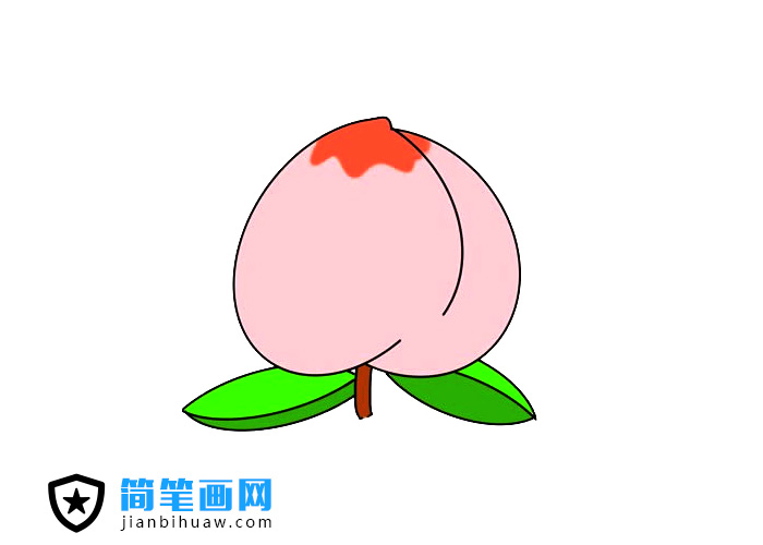 美味可口的桃子簡(jiǎn)筆畫(huà)圖片含上色